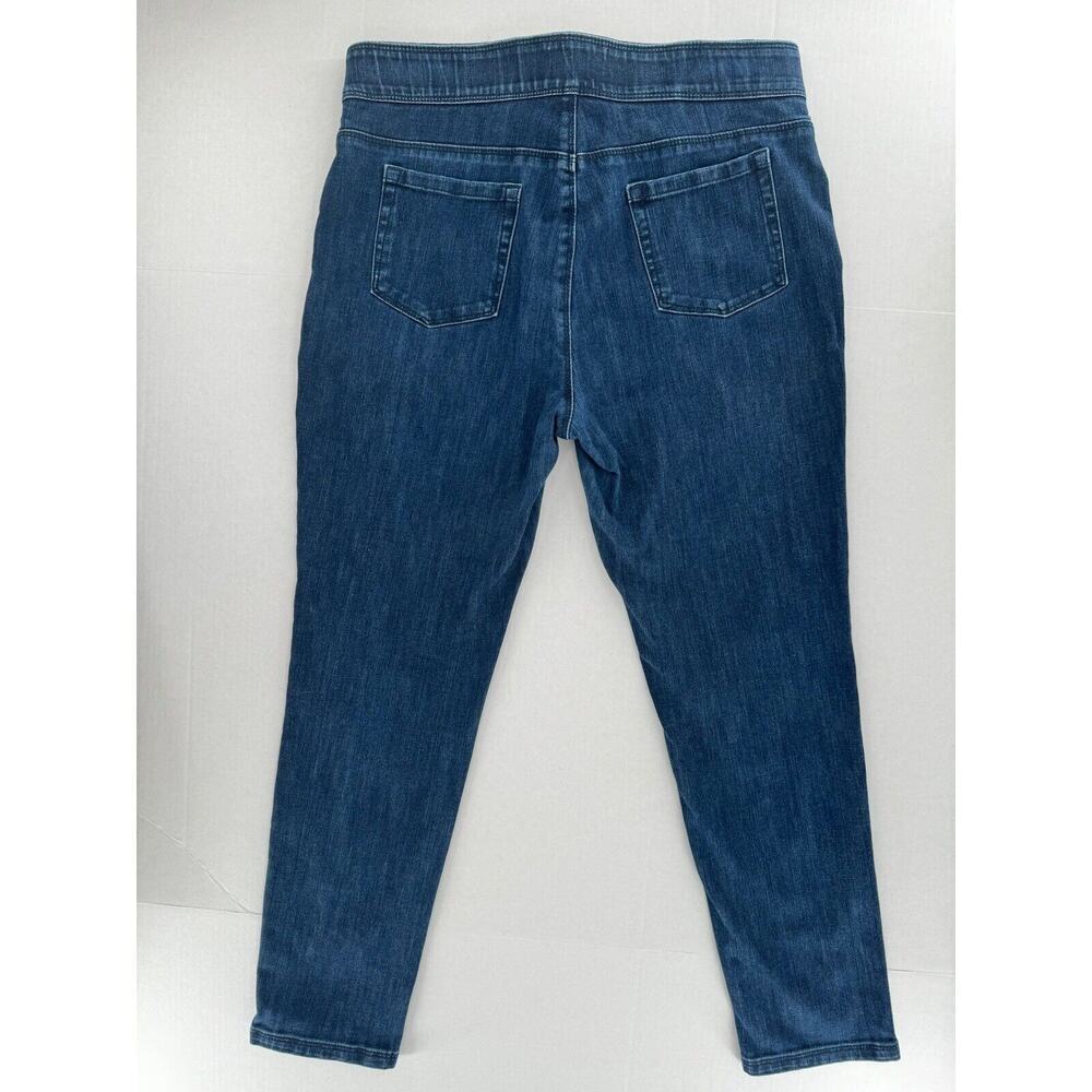 Soft Surroundings Size PM Denim Pull On Relaxed Straight Jeans Dark Slimming​​ - Picture 2 of 15